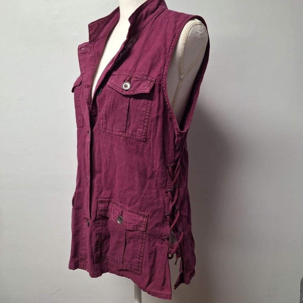 Maurices Vest Button Collar Purple Womens Large Tags Pockets‎